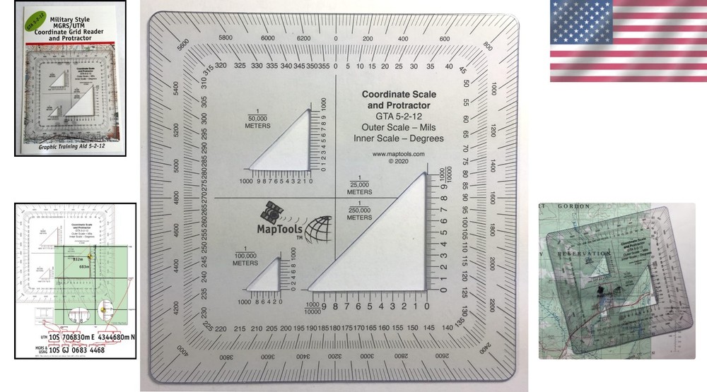 Professional Military Coordinate Scale & Protractor - Enhanced Thickness Design