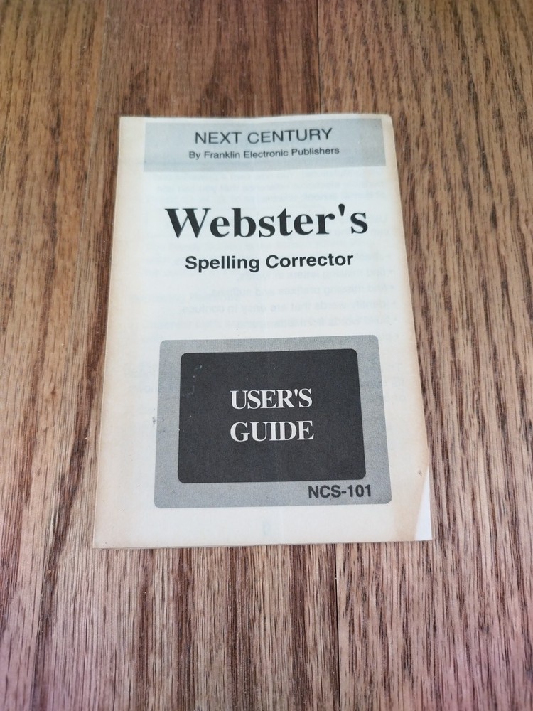 Webster's Spelling Corrector NCS-101 User Guide Booklet Manual