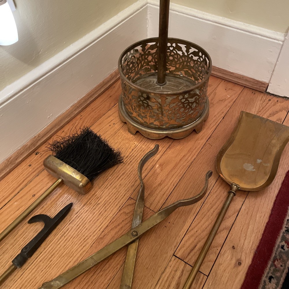 Brass Fireplace Tool Set Five Pieces