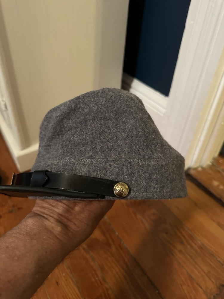 Civil War Confederate Wool Kepi Hat with Leather Brim