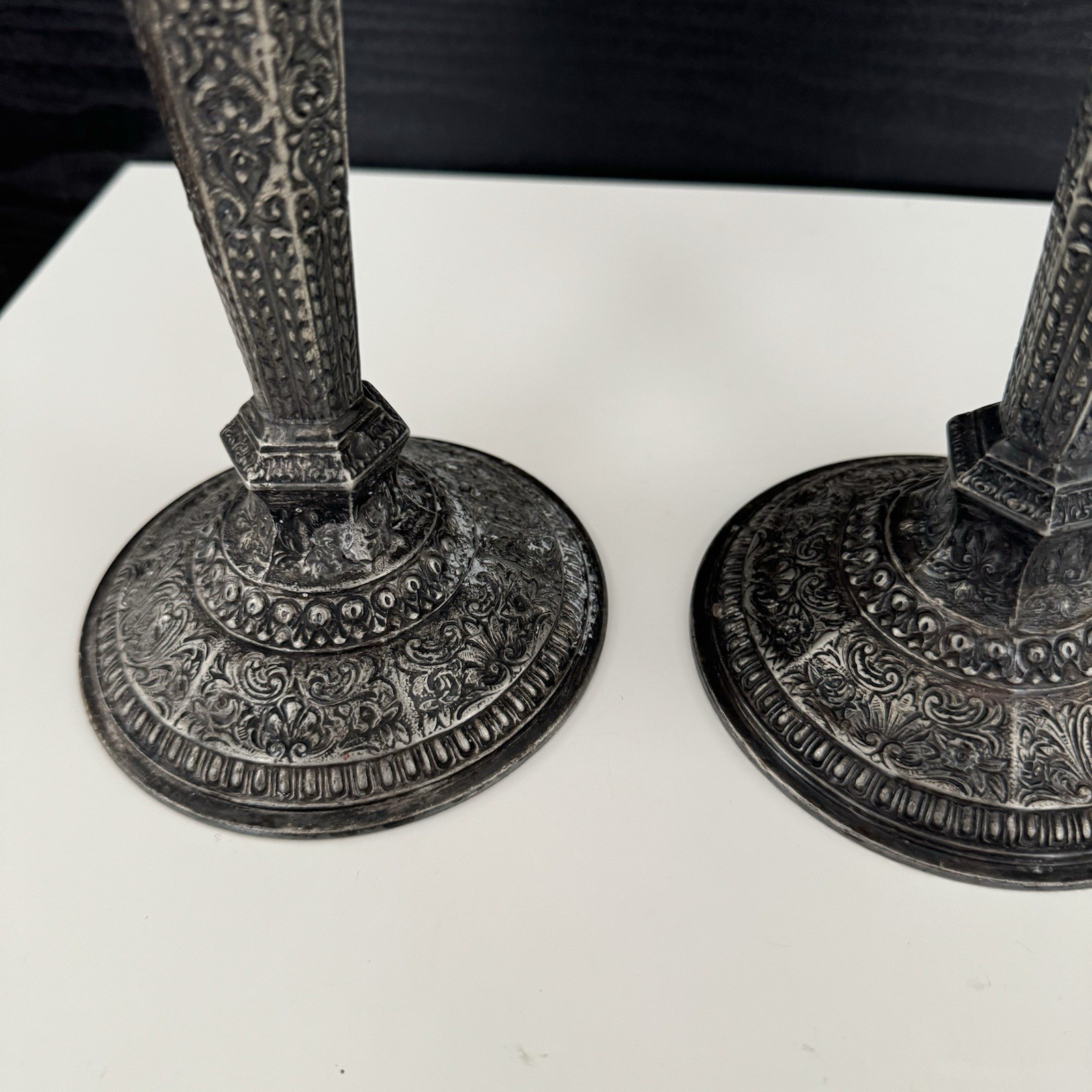 Vintage Ornate 12" Stamped DERBY S P Co Silverplate Candlestick Holders #2547