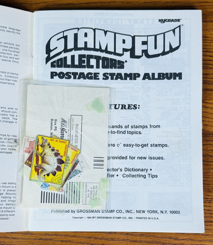 STAMP FUN 1985 HYGRADE VTG POSTAGE ALBUM COLLECTORS BOOK w STAMPS Grossman