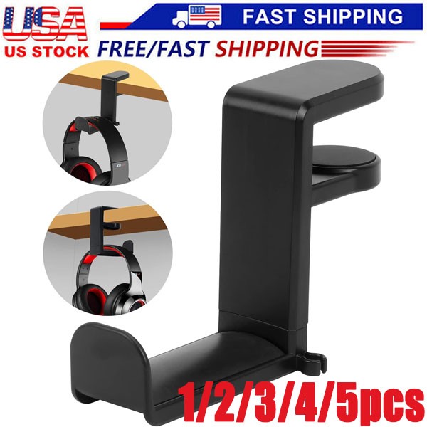 Rotating Headphone Stand Gaming Headset Holder Adjustable Under Desk Hanger LOT