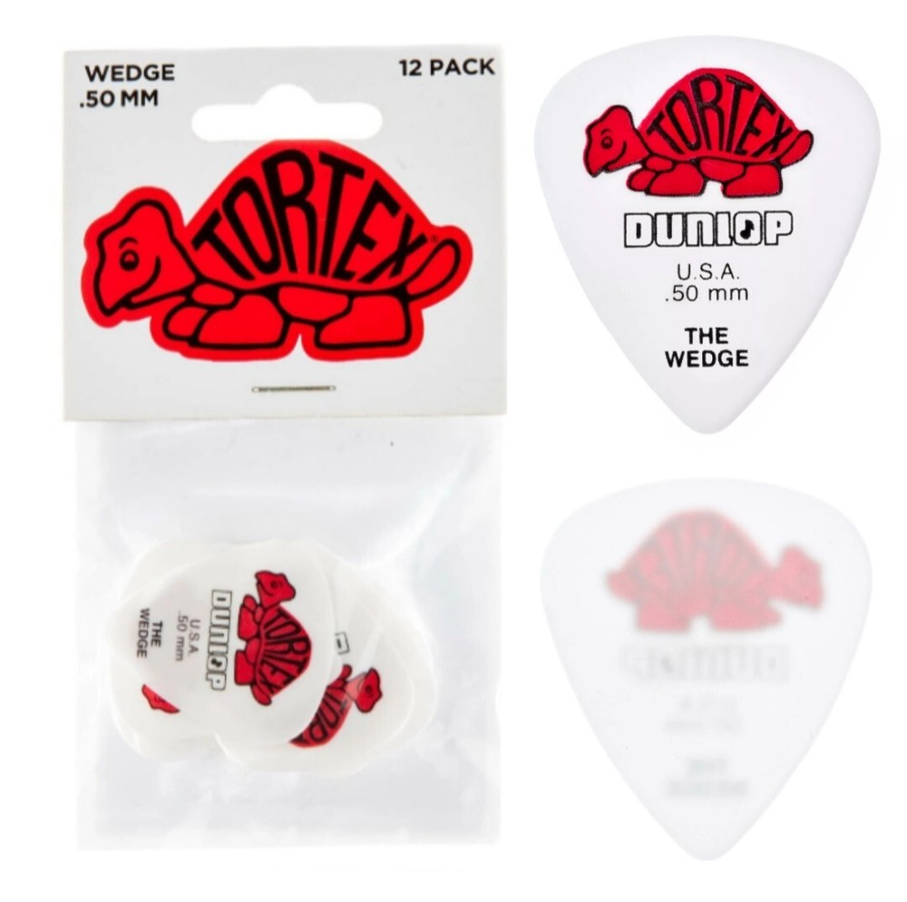Dunlop Tortex Wedge Guitar Picks 1 Dozen, Red, .50mm