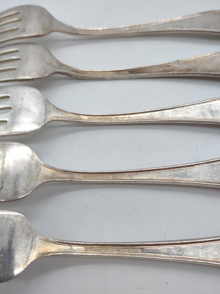 Five Antique International Silver Co Spoons and Fork Set ~ 5 Spoon & Fork