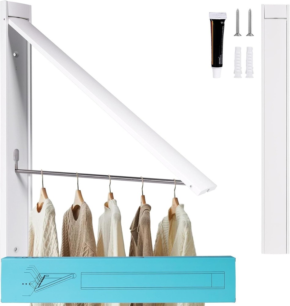 Folding Clothes Drying Rack for Laundry Rooms - Rust Resistant, Easy Install