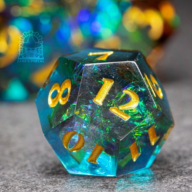 Sage's Crystals - Manaflow Sharp Edge Resin Polyhedral Dice Set DnD RPG