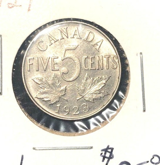 Canada  1923 five cents  KM 29  AU/Unc