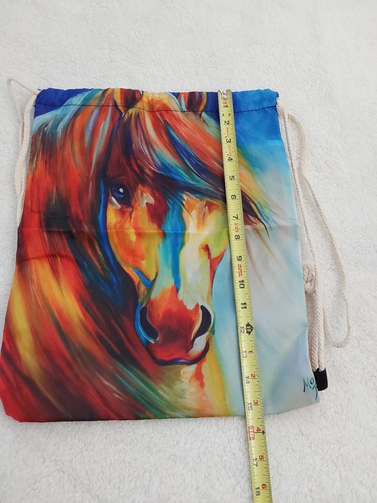 Drawstring Children's Backpack Polyester Horse Multicolor NEW Cinch Gym Sackpack
