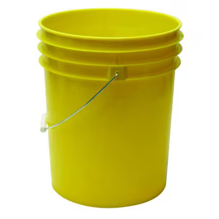 5 Gal Open Head Pail, 12-3/8 In Dia, 14-3/4 In H, Yellow, Hdpe, Rop2150y-M