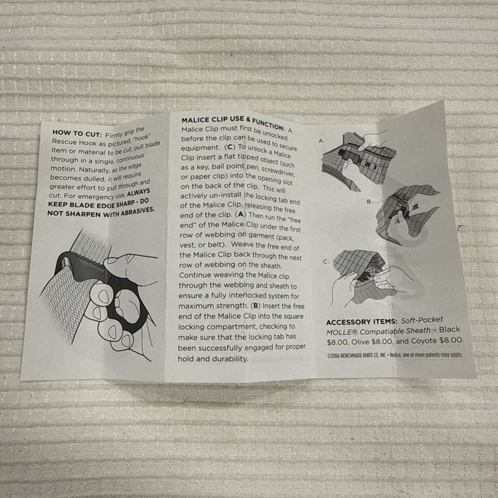 Benchmade Black 7 Hook Safety Strap Cutter