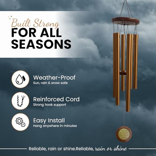 36" Personalized Memorial Wind Chimes with Custom Golden Image Insert Design