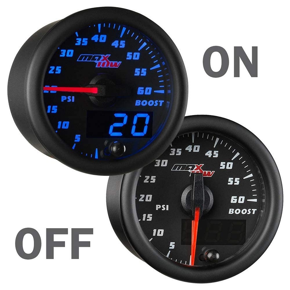MaxTow Double Vision 60 PSI Turbo Boost Gauge Kit - Includes Electronic Press...