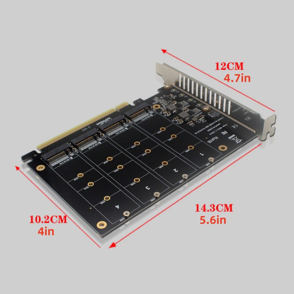 4-Disk Soft RAID Array SSD Adapter Card 4*32Gbps PCIE 3.0/4.0 NVME M.2 MKEY
