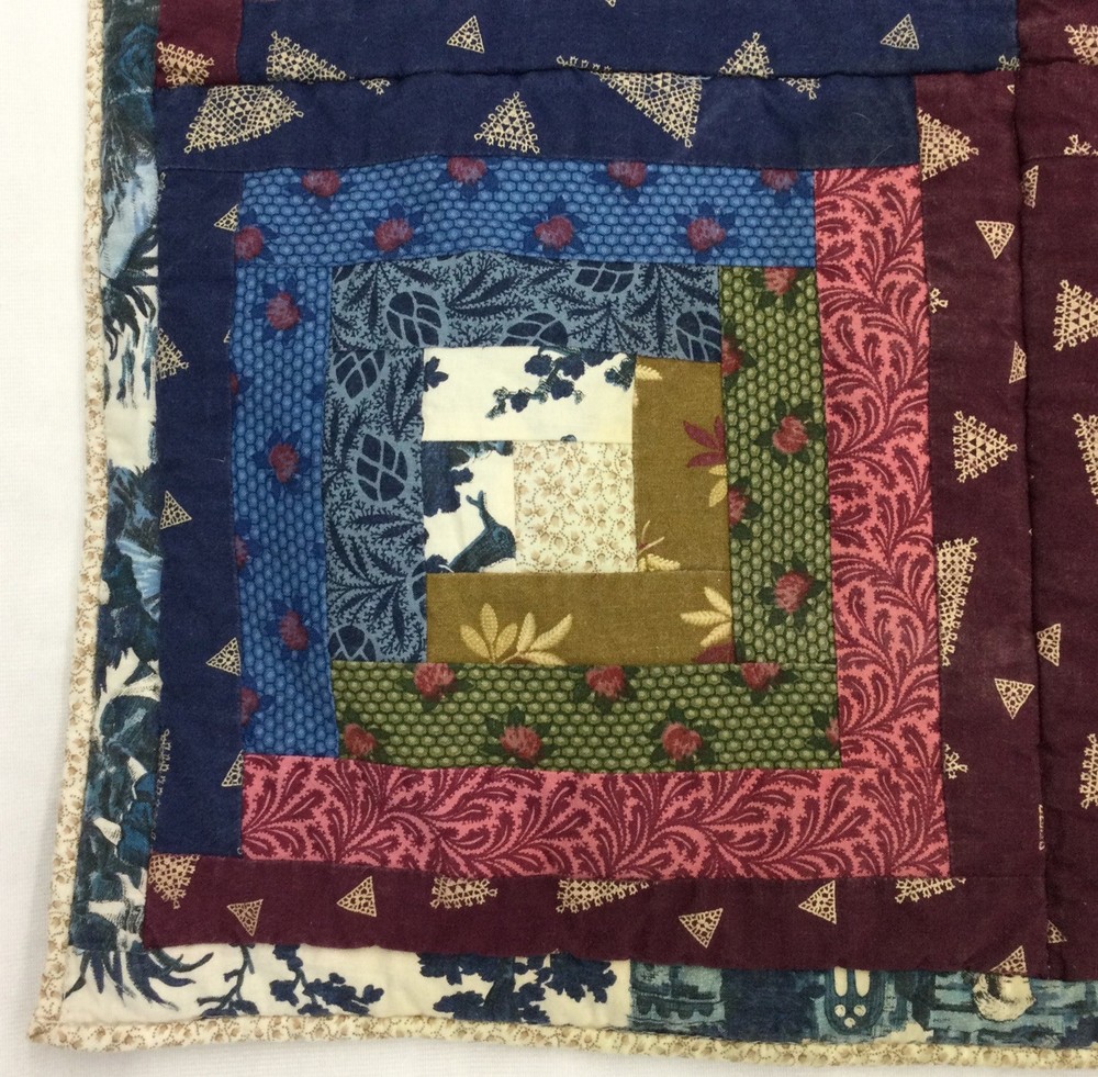 Handmade Patchwork Lap Quilt, Log Cabin Pattern, 28” X 36” (C-5)