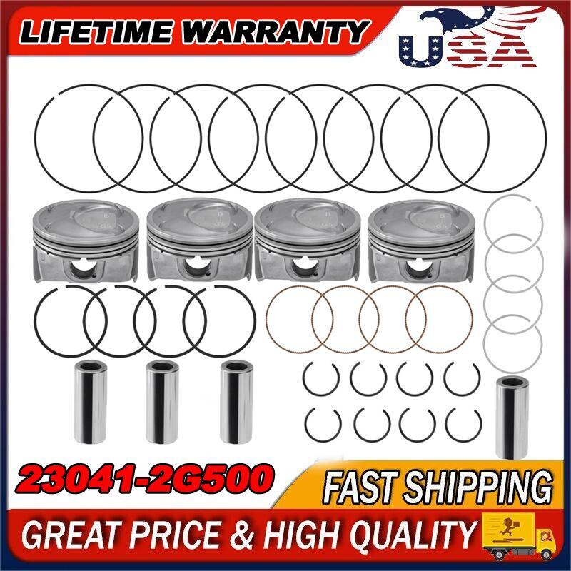4PCS Engine Piston & Pin & Snap Ring For 2011-2019 Sonata Sorento Optima 2.4L