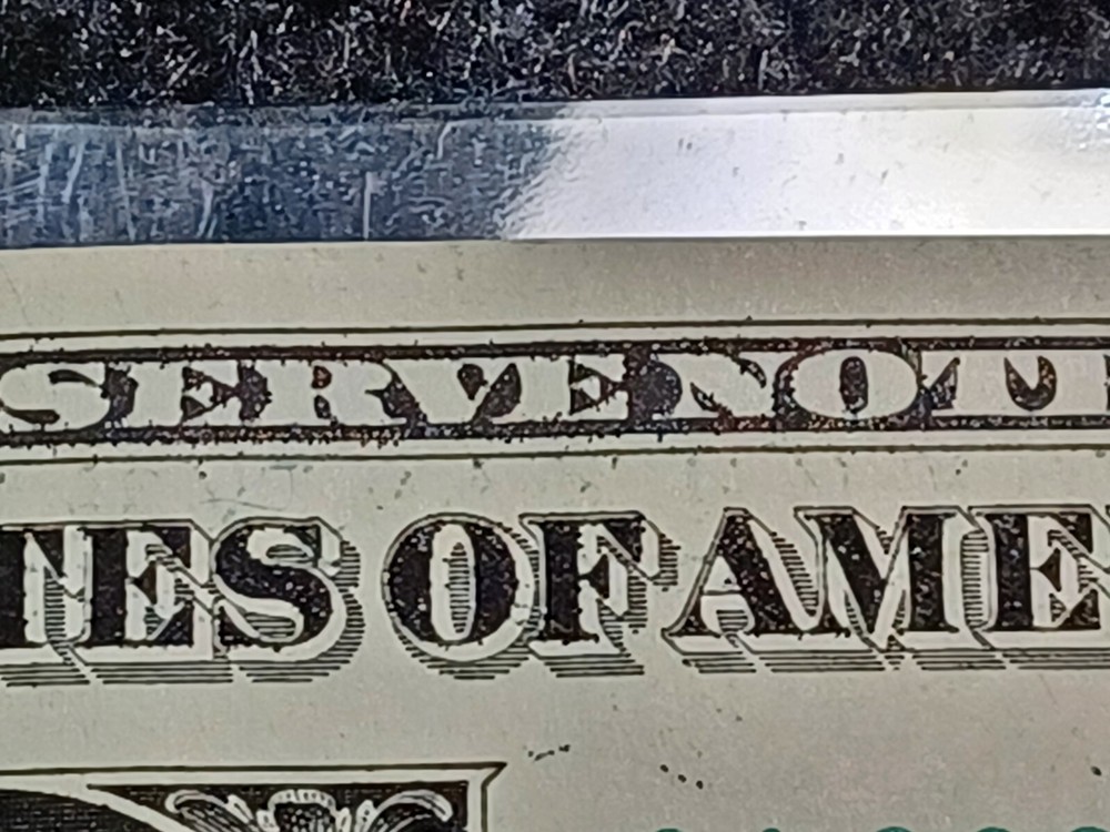 Fancy Serial # $1 Bill Solid 5 Of A Kind 9s With Obv. Ink Bleed Through Error