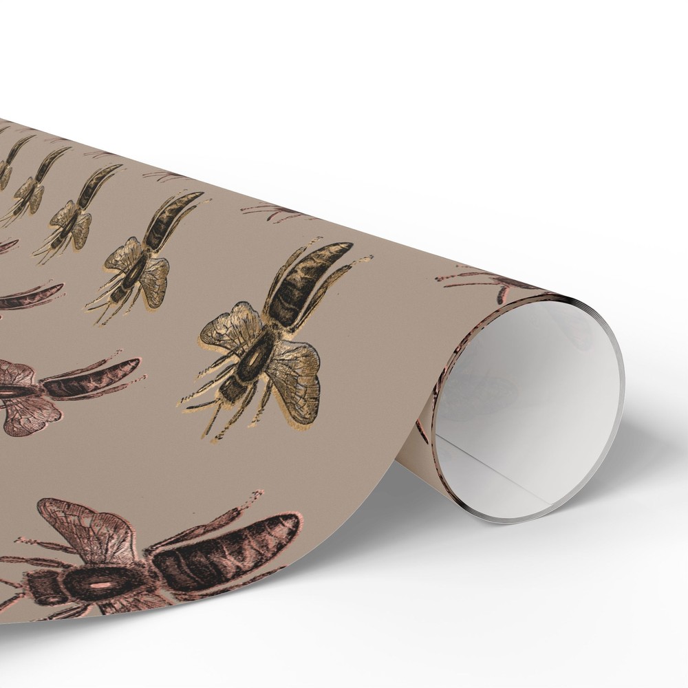 Tan With Black Bee Pattern Wrapping Papers