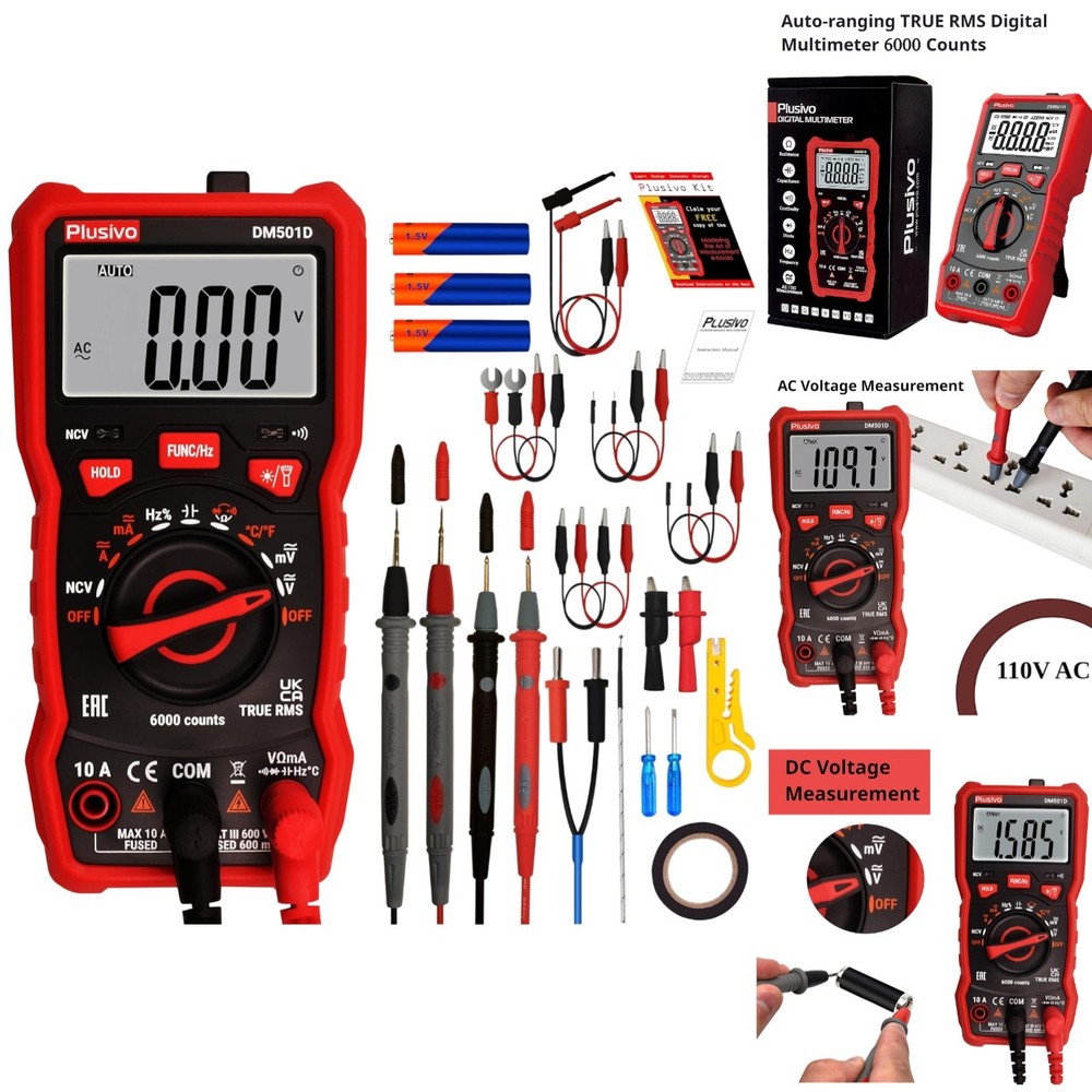 Professional Grade 6000 Counts Digital Multimeter with  Leads & Accessories