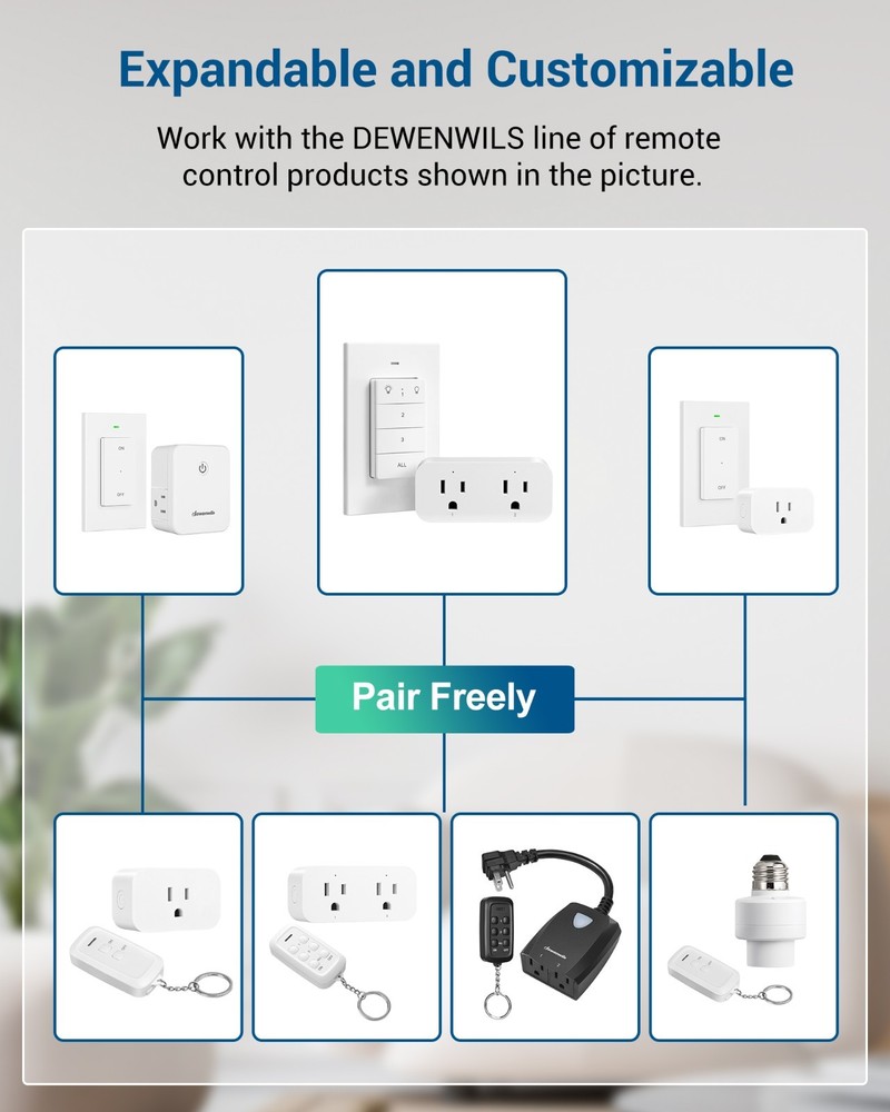 DEWENWILS Remote Control Outlet Wireless Light Switch, No Wiring, 100 Ft Range