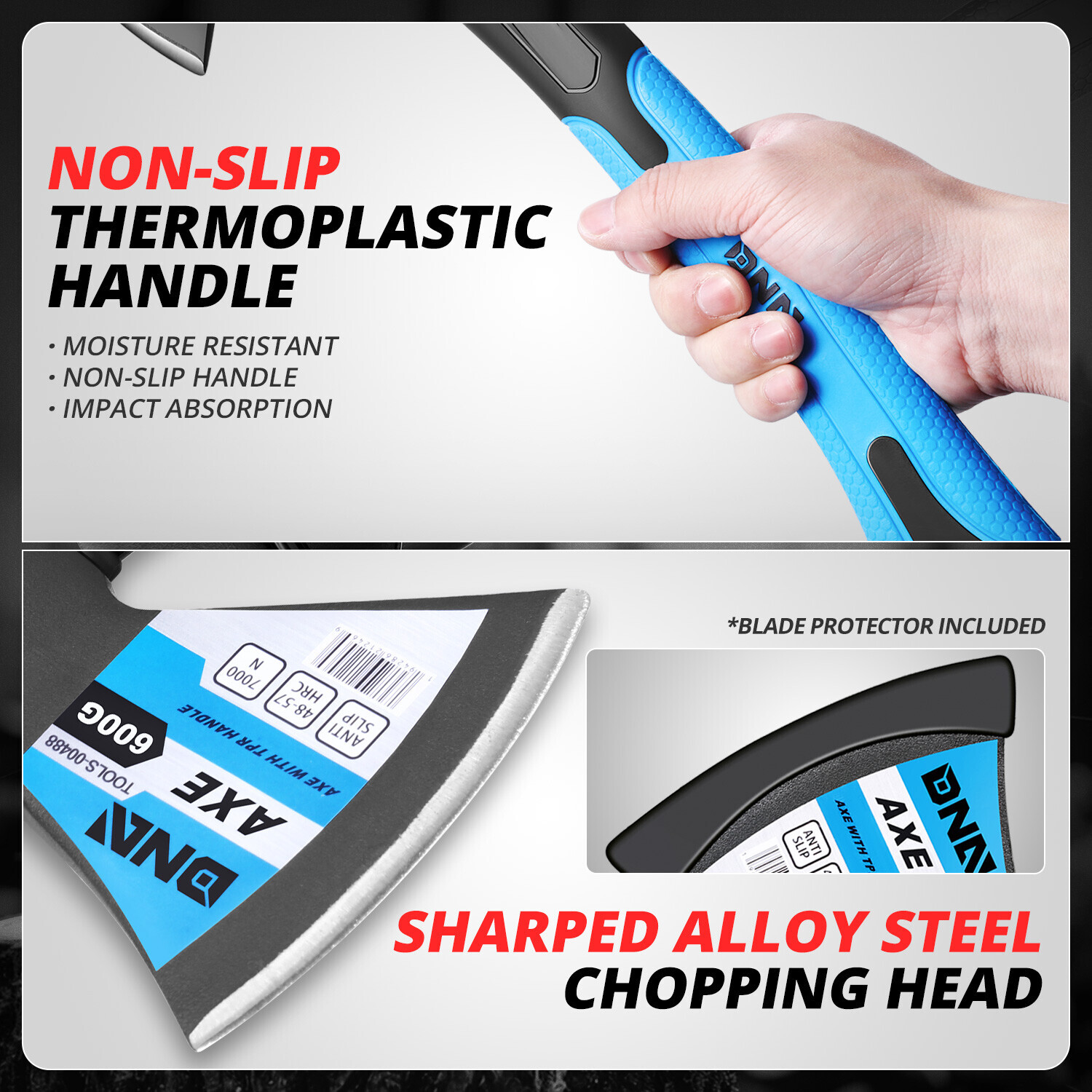 15.3" Long Fiberglass Handle 1.32lbs Heat-treated Alloy Steel Chopping Axe Head