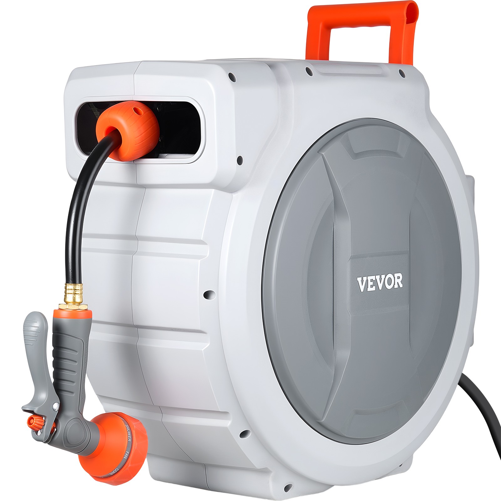 VEVOR Retractable Garden Hose Reel 1/2 in x 130 ft Wall Mount 9-Function Nozzle