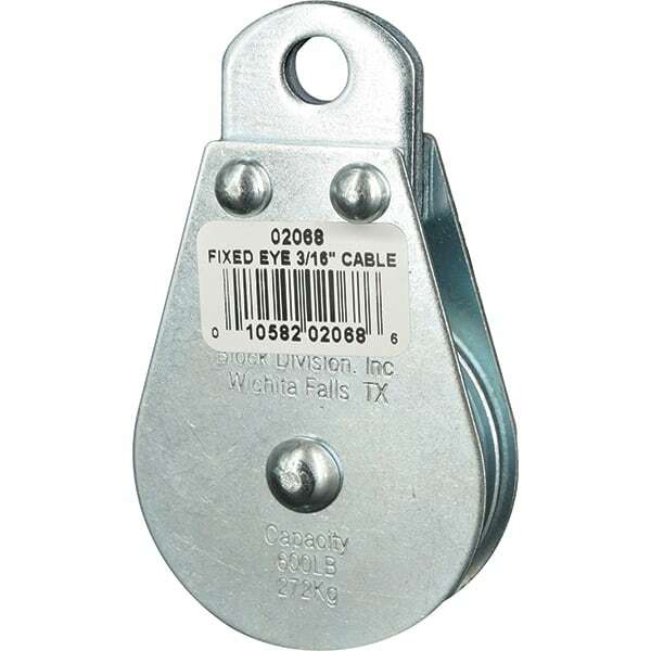 Block Division 600 Lbs. Load Limit, Rigid Eye Block Single Sheave, 2" Outside...