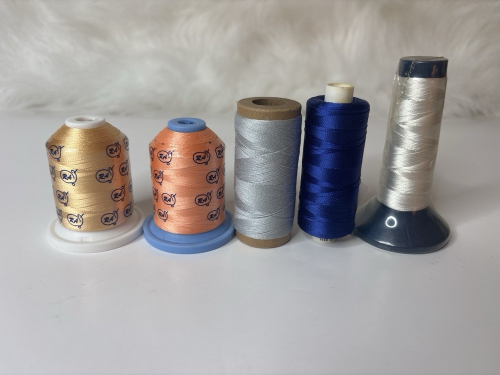 Lot 5 Embroidery Machine Thread Spools Assorted Colors