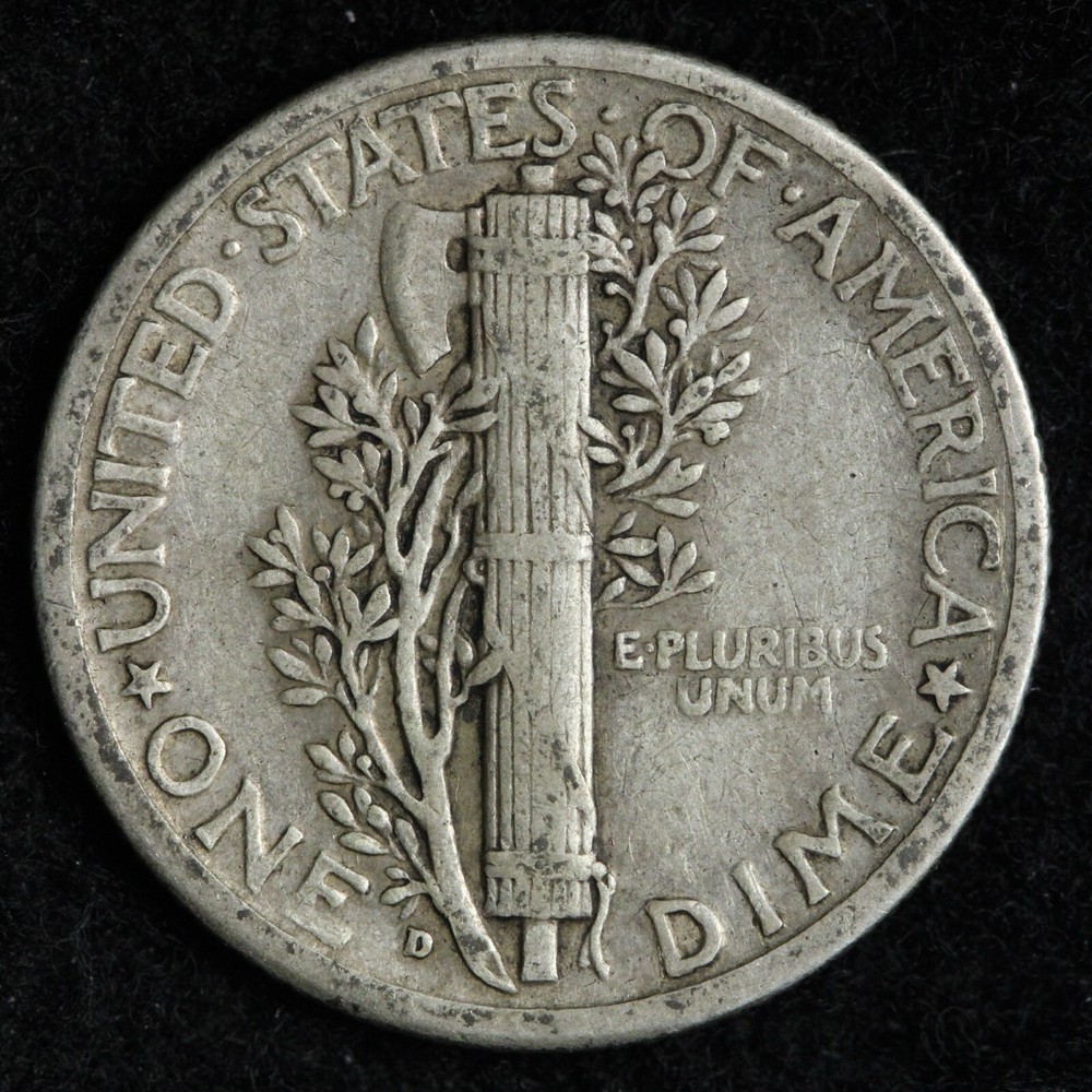 1928-D Mercury Silver Dime XF E367 T
