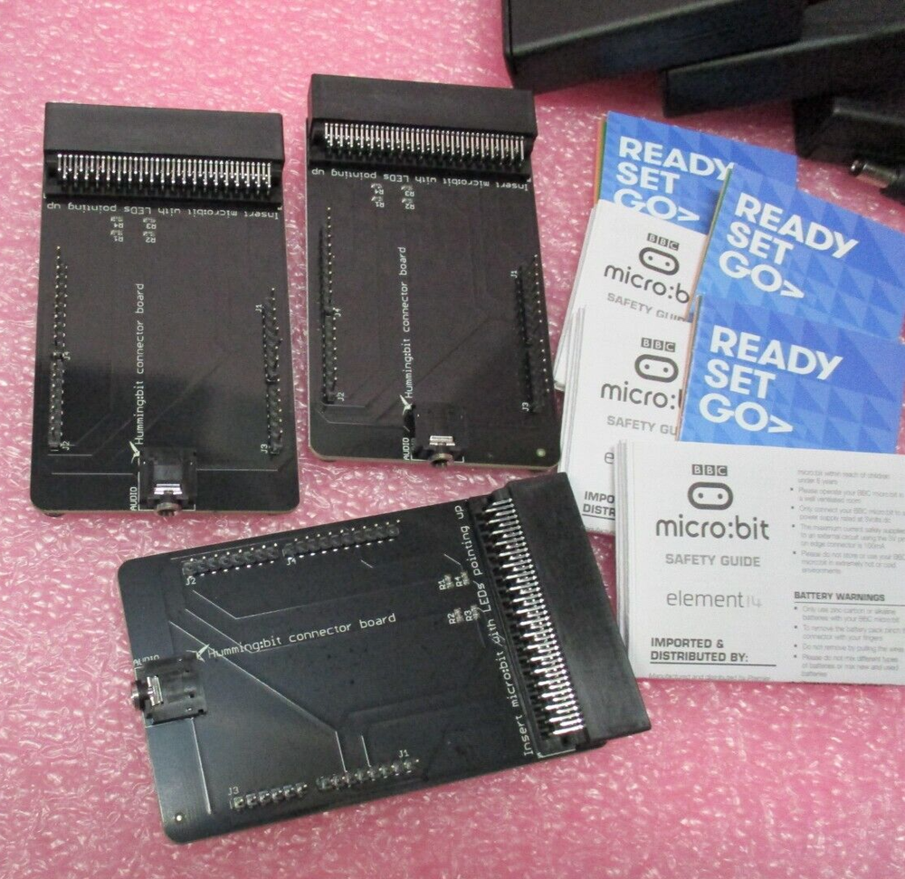 3x BBC micro:bit v1 Go Start Kit w/Microbit, AdapterBoard, Battery Pack & Guide