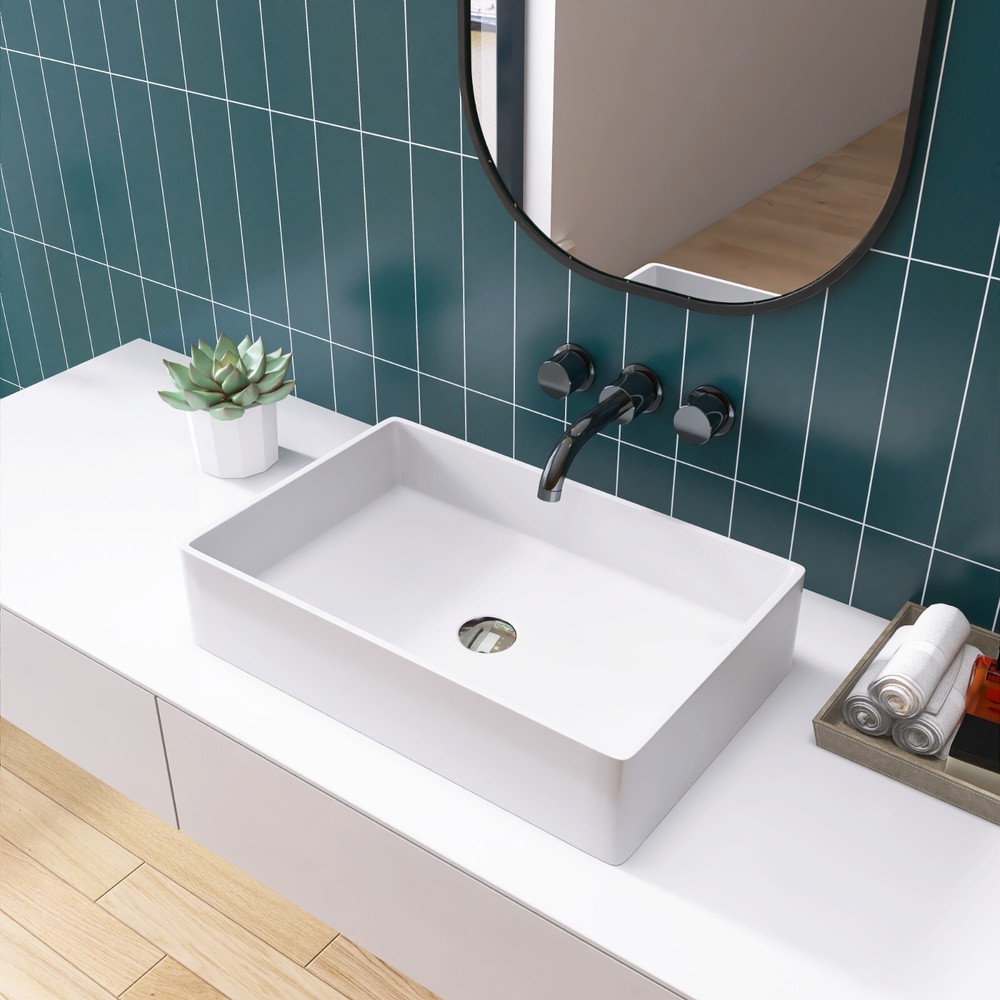 MEDUNJESS 22" Rectangular Soild Surface Vessel Bathroom Sink