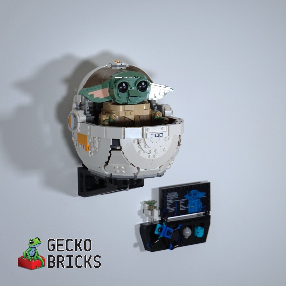 Wall Mount Display for Grogu with Hover Pram for Set 75318