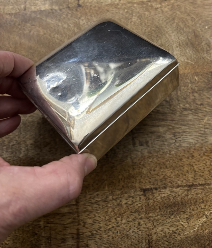 Vintage Presentation EPCA Poole Silver Co Silverplate Trinket Box Wood Interior