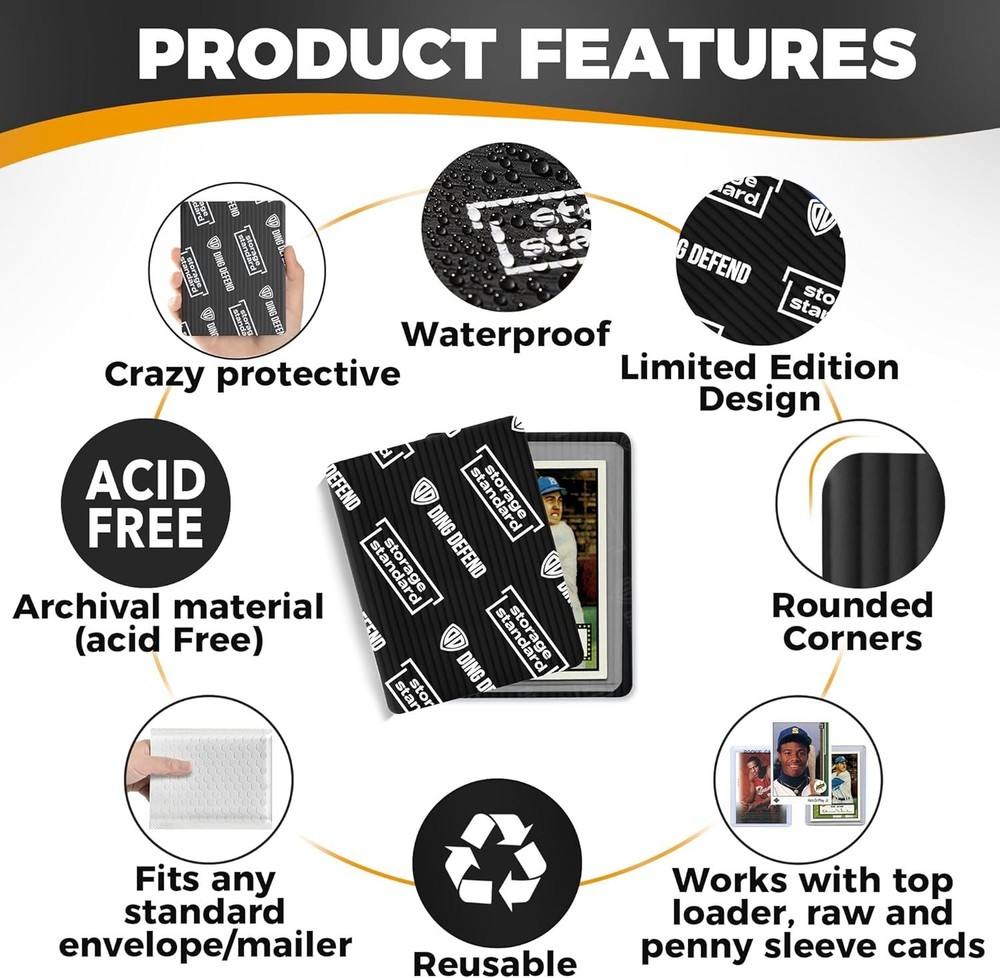 Ding Defend 110-Pack Trading Card Protector Shipping - 3.5 X 4.5 Inch Black