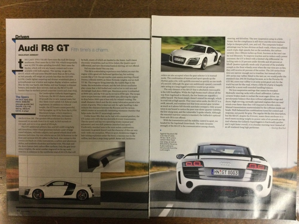 Misc 4978 Article Driven 2011 Audi R8 GT Jan 2011 2 page