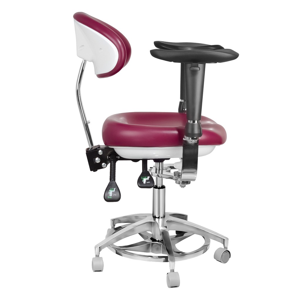 Dental Microscope Stool Doctor Chair Adjustable PU Leather 360° Rotation US