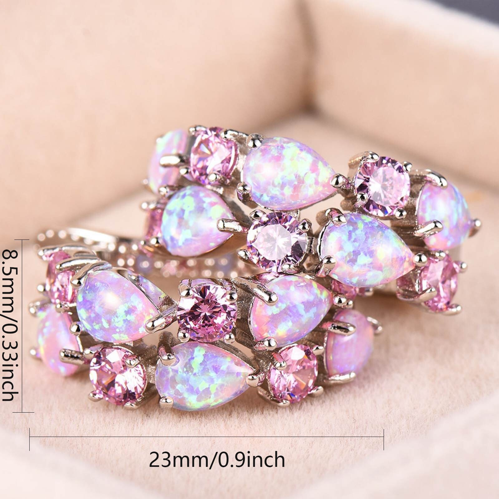 Hawaii Water Drople PInk Fire Opal Earrings Silver Filled For Women Girls