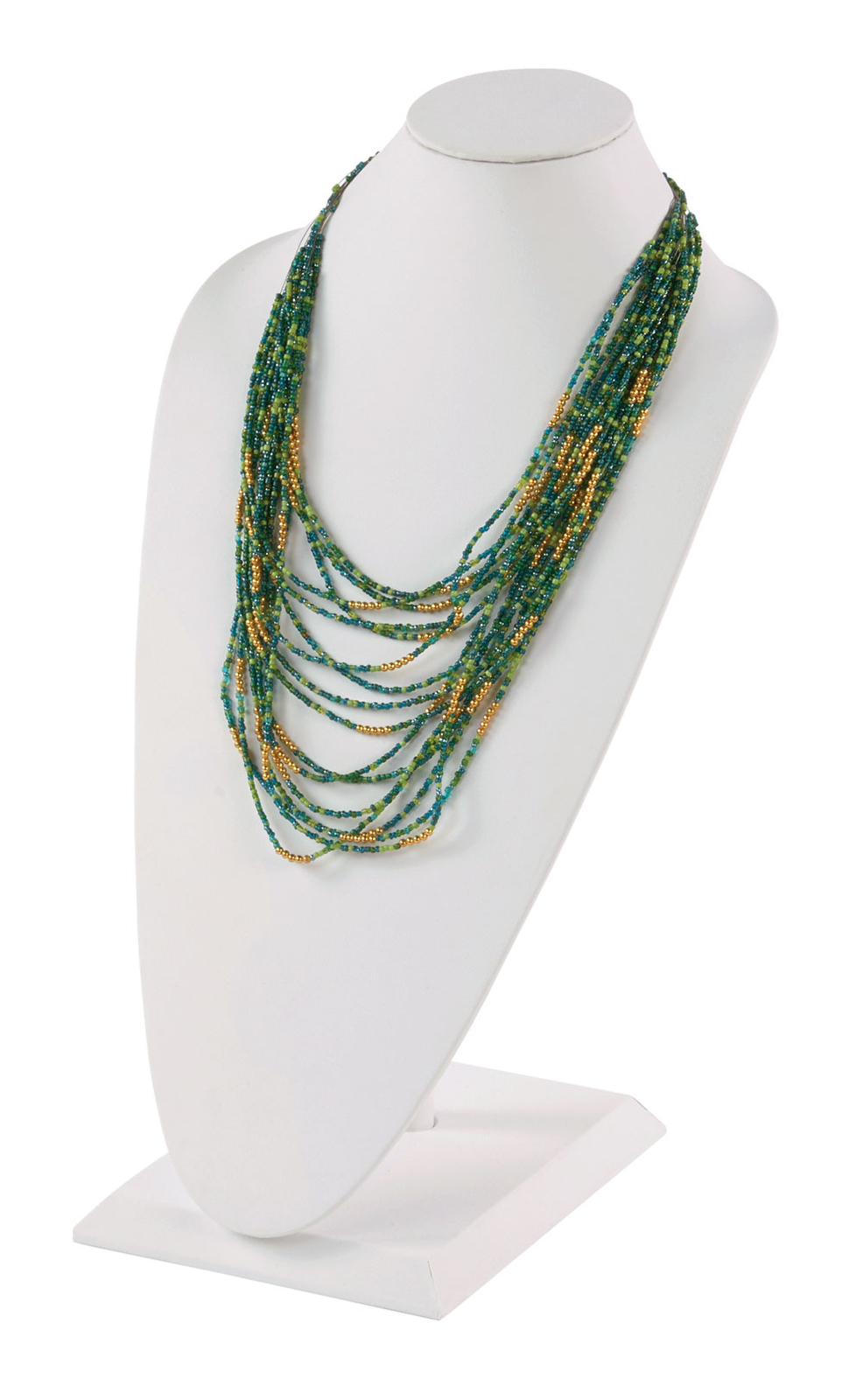 SSWBasics Tall White Faux Leather Necklace Display Stand - 18"H Necklace