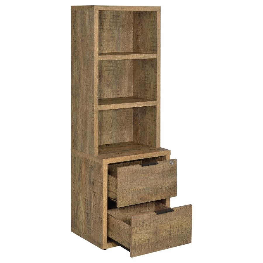 Westpark 3-shelf Bookcase with USB and Lockable Drawer in Mango