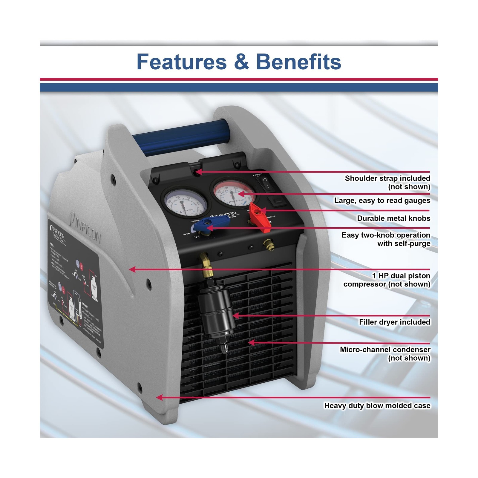 Inficon Vortex Dual, Refrigerant Recovery Machine, 714-202-G1