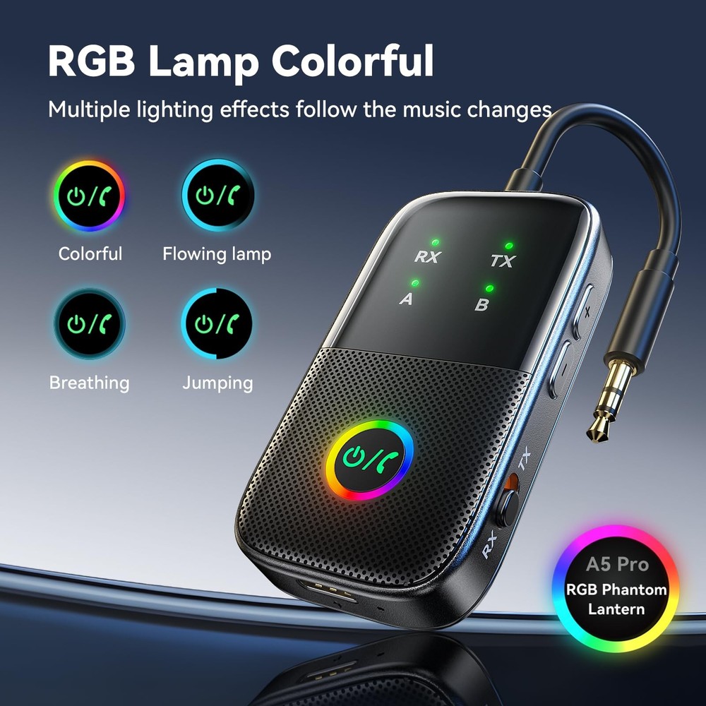 A5 Pro Bluetooth Transmitter Receiver,2-in-1 Airplane Bluetooth Adapter for A...