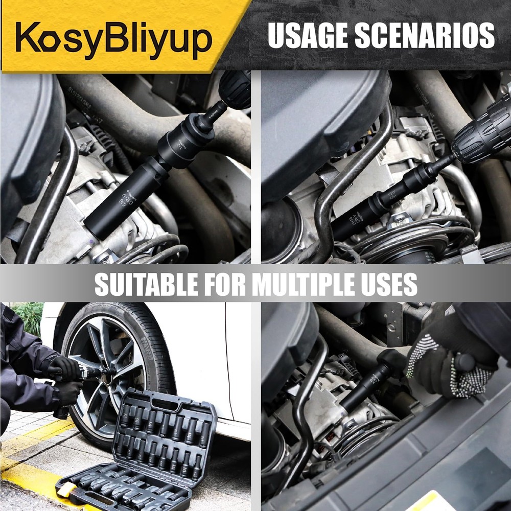 KosyBliyup 1/2" Drive Impact Socket 1/2-inch socket set, Black