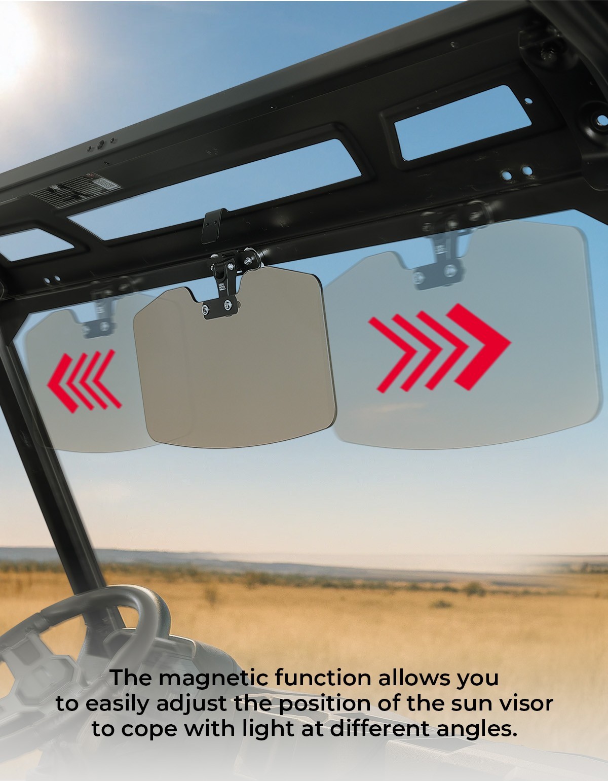 Pro-Fit Magnetic Sun Visor Tinted Sun Shade for Polaris Ranger Can-Am Defender