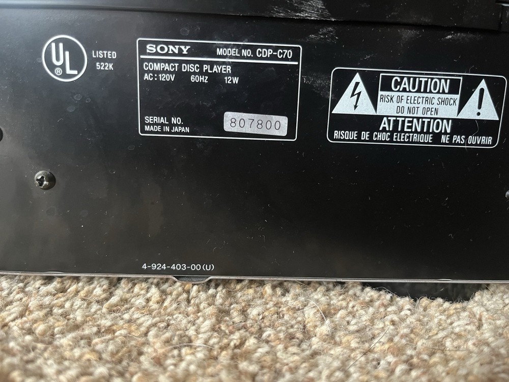 Sony CDP-C70 5-Disc CD Player TESTED, READ DESC