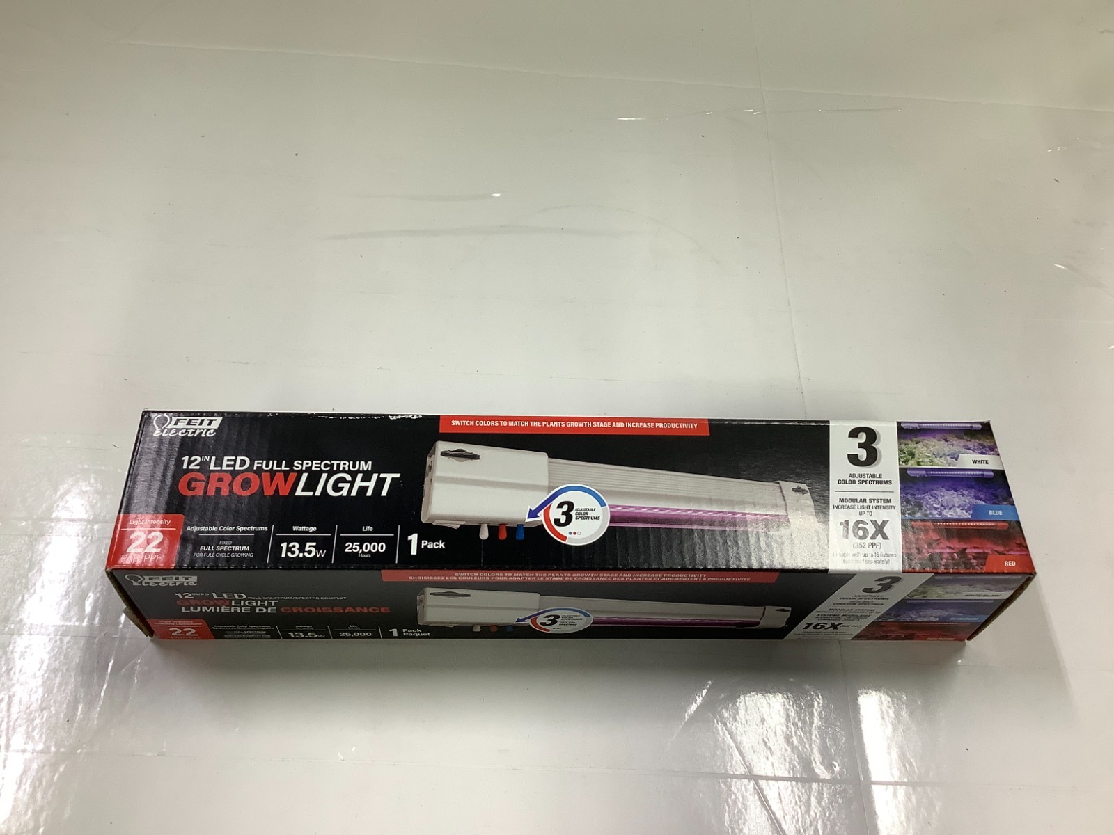 Feit Electric 12" LED Plant Grow Light 13.5 W 3 Adjustable Spectrum Light White