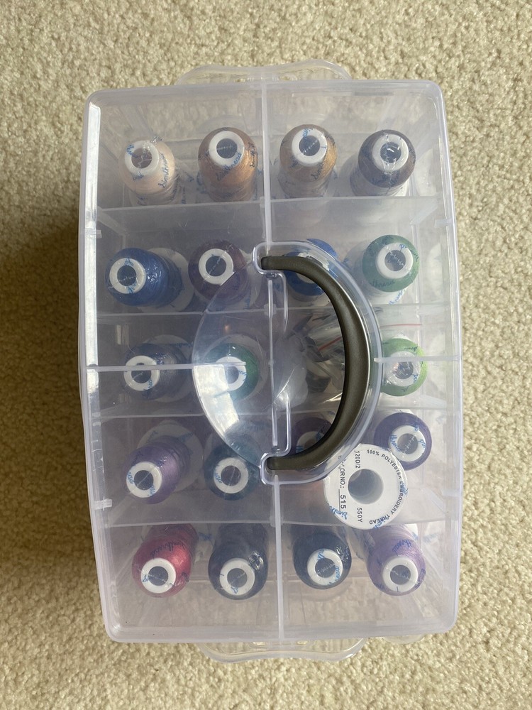 Simthread Embroidery Machine Thread 40 Brother Colors with Storage Box