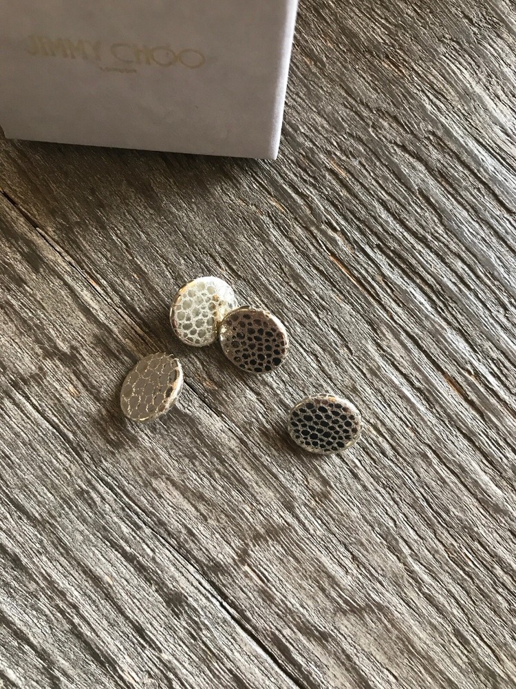New Jimmy Choo Metallic Silver Snap On Buttons Replacement Button Electra X 2