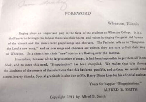 Singspiration Number One Gospel Songs Choruses Booklet Year 1941