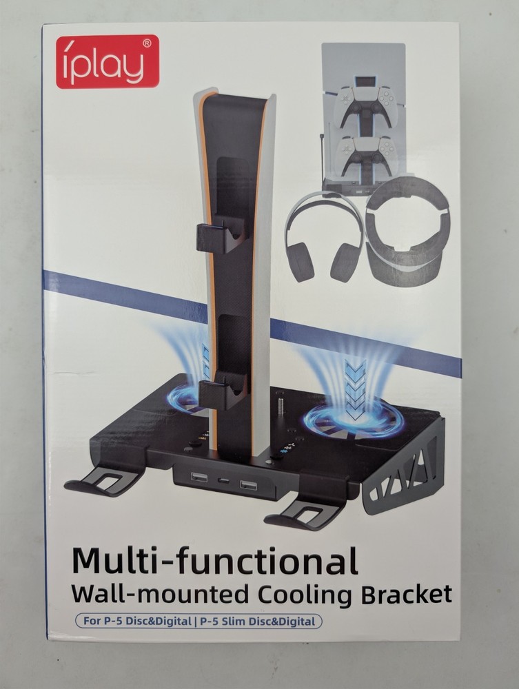 iPlay PS5 Multi-functional Wall Mounted Cooling Bracket Charging Station