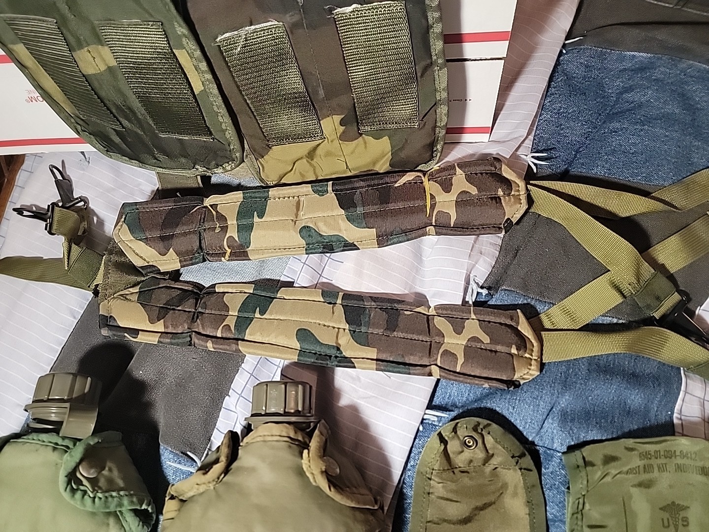 USGI LG Army Web PISTOL BELT & Army Y SUSPENDERS Set LBE ALICE+2 canteen+Pouches